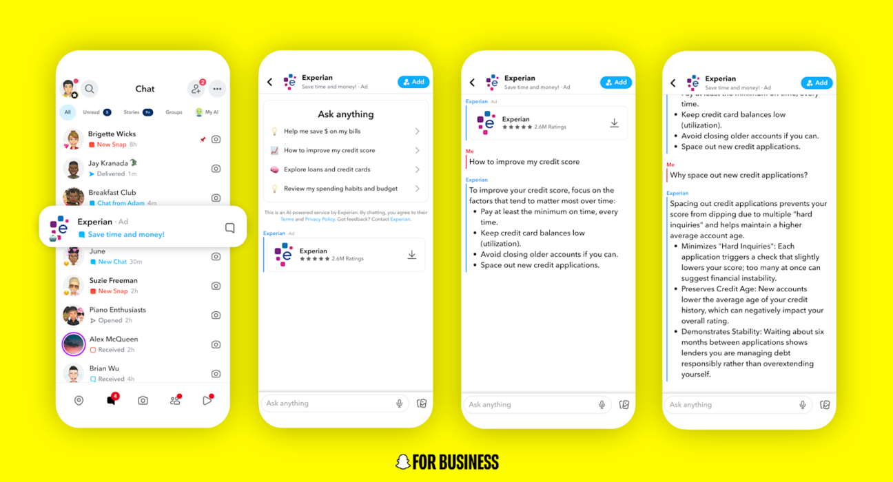 واجهة AI Sponsored Snaps في دردشة سناب شات