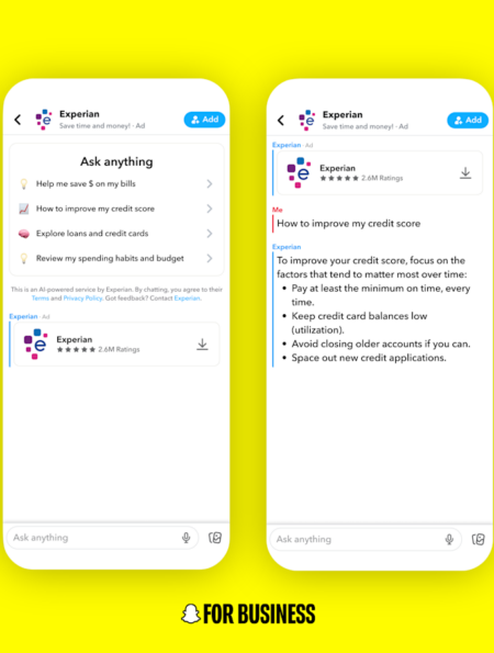 واجهة AI Sponsored Snaps في دردشة سناب شات